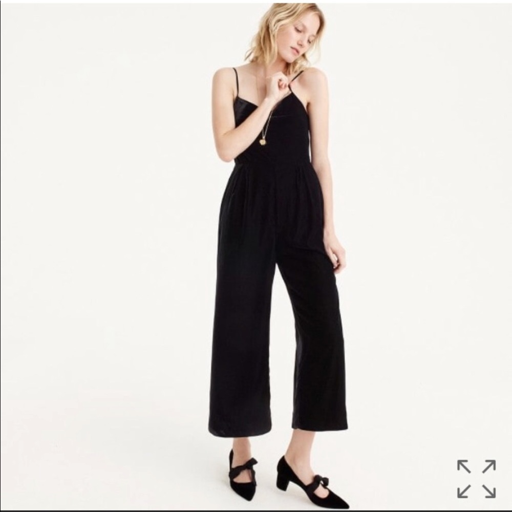 Jcrew black velvet jumpsuit